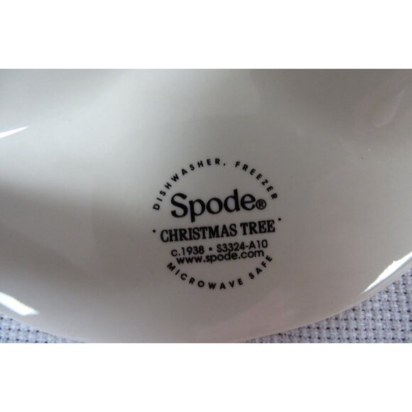 Spode Christmas Tree Divided Vegetable Chip Dip Bowl Green Trim S3324 - No Box - Picture 4 of 5